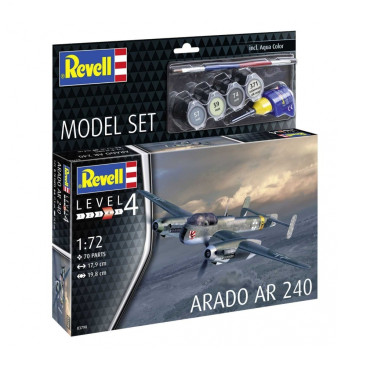 KIT PARA MONTAR REVELL MODEL SET AVIÃO ARADO AR 240 1/72 70 PEÇAS COMPLETO COM TINTAS COLA E PINCEL REV 63798